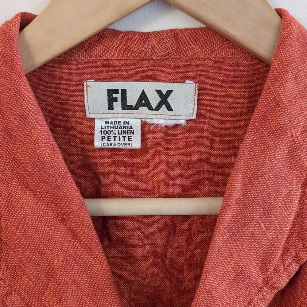 Flax Rust Orange Button-Down Fitted Collared Shor… - image 3
